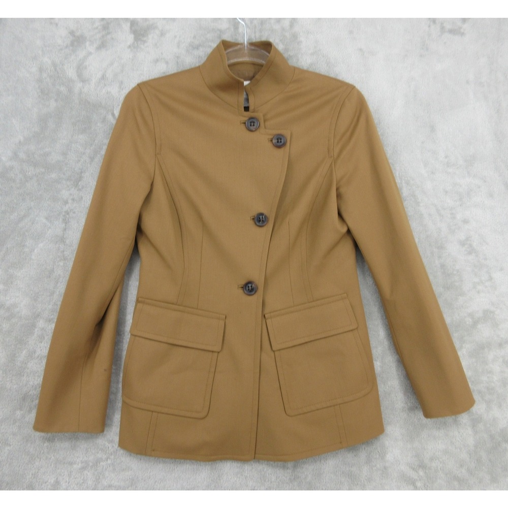 Worth NY Jacket Womens Size 2 Petite Wool Asymmetric Mock Neck Quiet Luxury